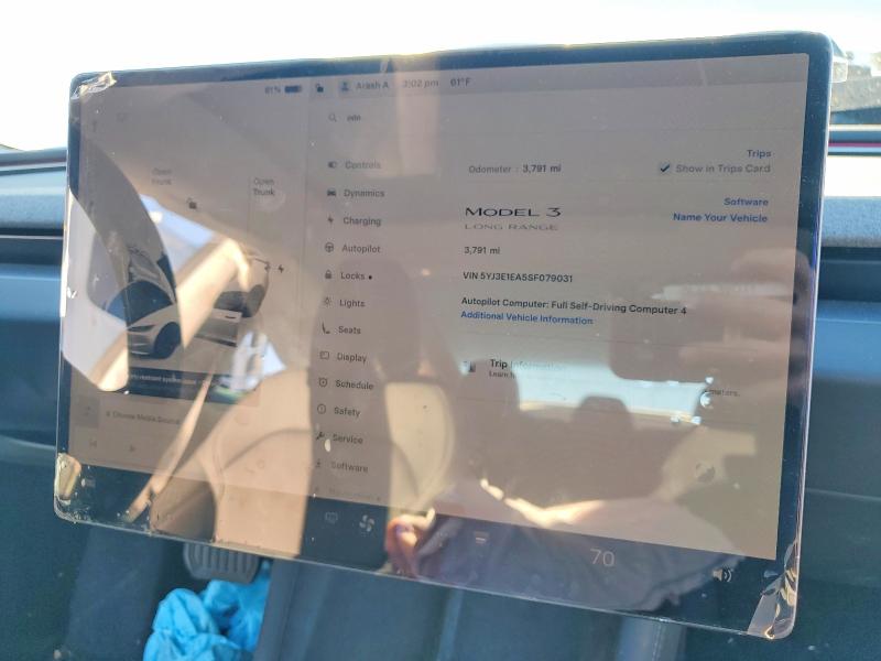 Photo 9 from auction – 2025 TESLA MODEL 3 with VIN 5YJ3E1EA5SF079031