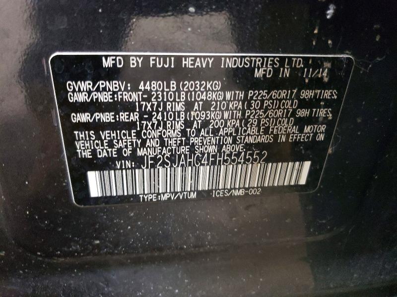 Photo 14 from auction – 2015 SUBARU FORESTER 2 with VIN JF2SJAHC4FH554552