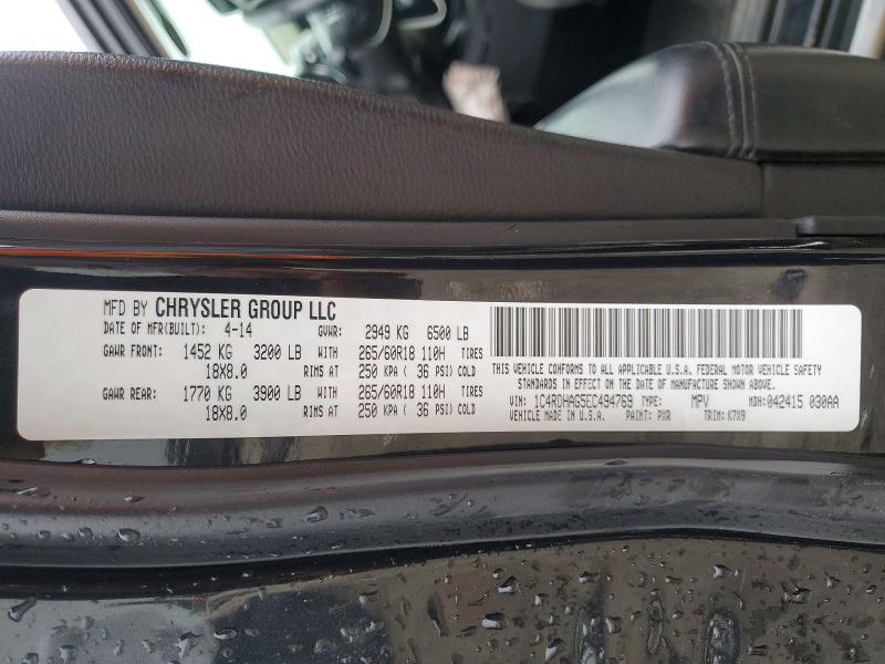 Photo 14 from auction – 2014 DODGE DURANGO with VIN 1C4RDHAG5EC494769