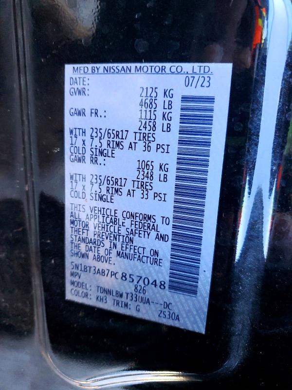 Photo 14 from auction – 2023 NISSAN ROGUE S with VIN 5N1BT3AB7PC857048