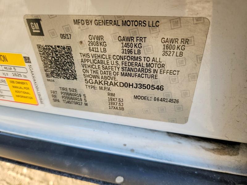 Photo 14 from auction – 2017 BUICK ENCLAVE with VIN 5GAKRAKD0HJ350546