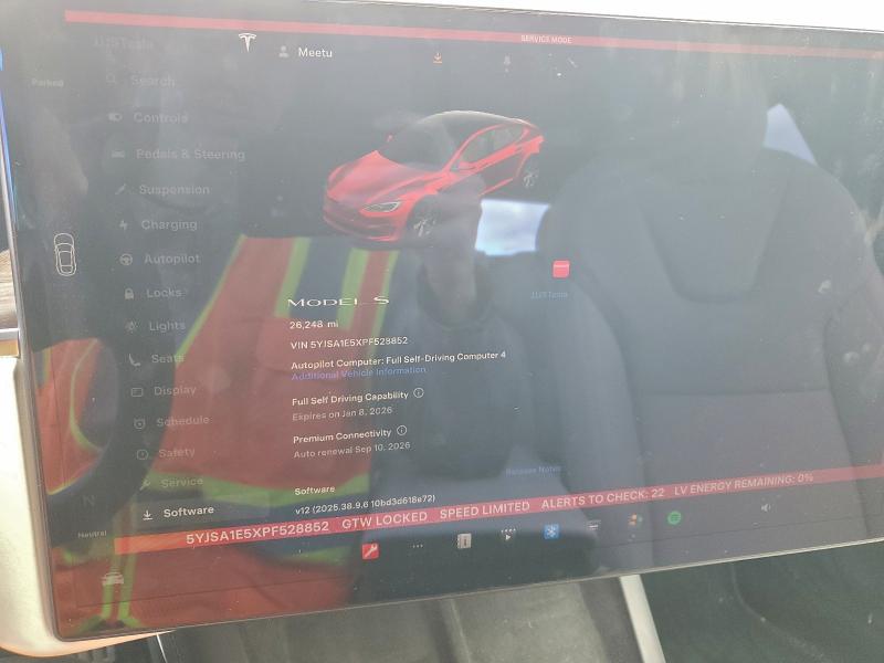 Photo 9 from auction – 2023 TESLA MODEL S with VIN 5YJSA1E5XPF528852