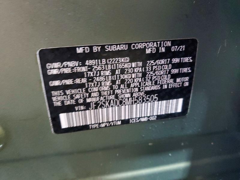 Foto 14 de la subasta – 2021 SUBARU FORESTER con VIN JF2SKADC8MH583505