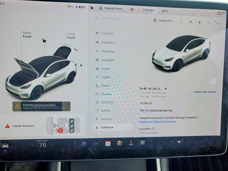 Photo 9 from auction – 2021 TESLA MODEL Y with VIN 5YJYGDEE7MF062786