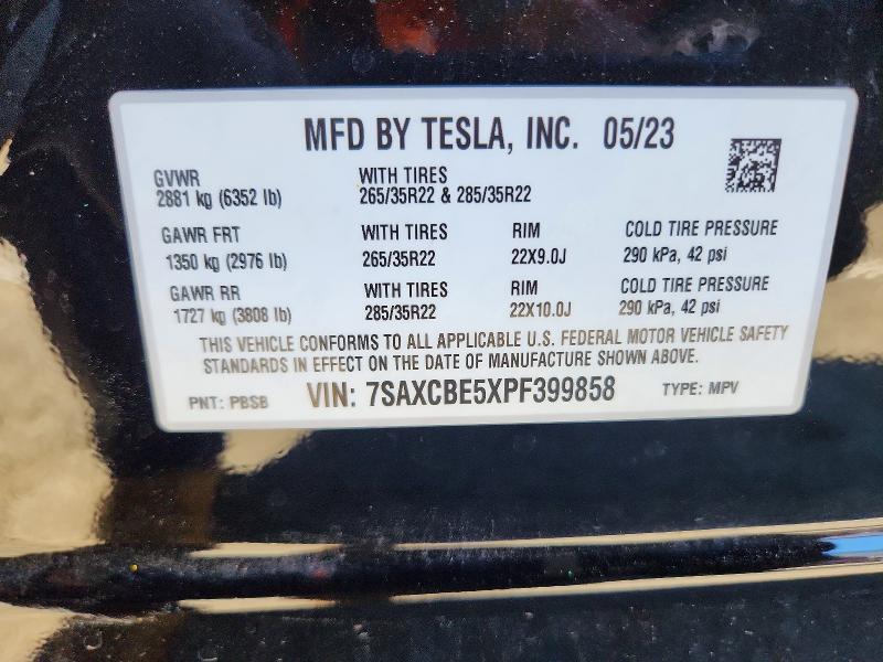 Photo 14 from auction – 2023 TESLA MODEL X with VIN 7SAXCBE5XPF399858