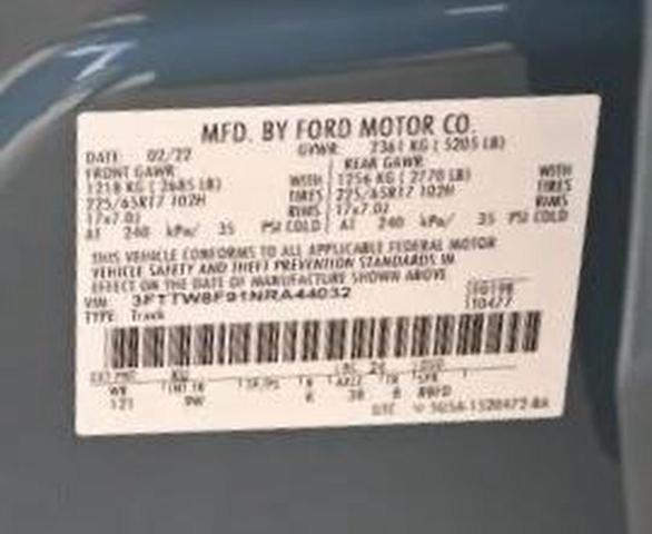 Photo 10 from auction – 2022 FORD MAVERICK with VIN 3FTTW8F91NRA44032