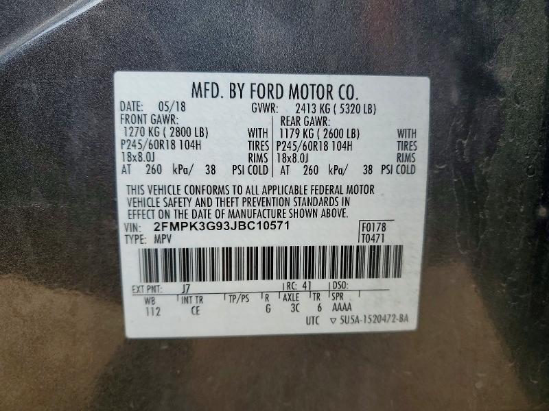 Фото 14 с аукциона – 2018 FORD EDGE с VIN 2FMPK3G93JBC10571