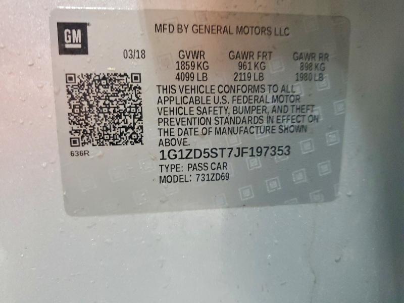 Photo 14 from auction – 2018 CHEVROLET MALIBU LT with VIN 1G1ZD5ST7JF197353