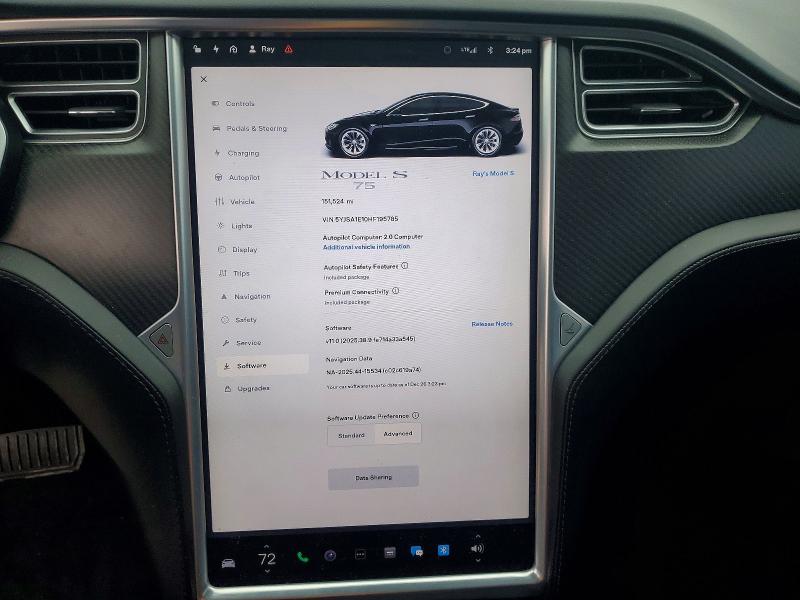Photo 9 from auction – 2017 TESLA MODEL S with VIN 5YJSA1E10HF195785