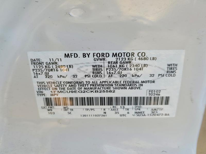 Photo 14 from auction – 2012 FORD ESCAPE LIM with VIN 1FMCU9EG2CKB25582