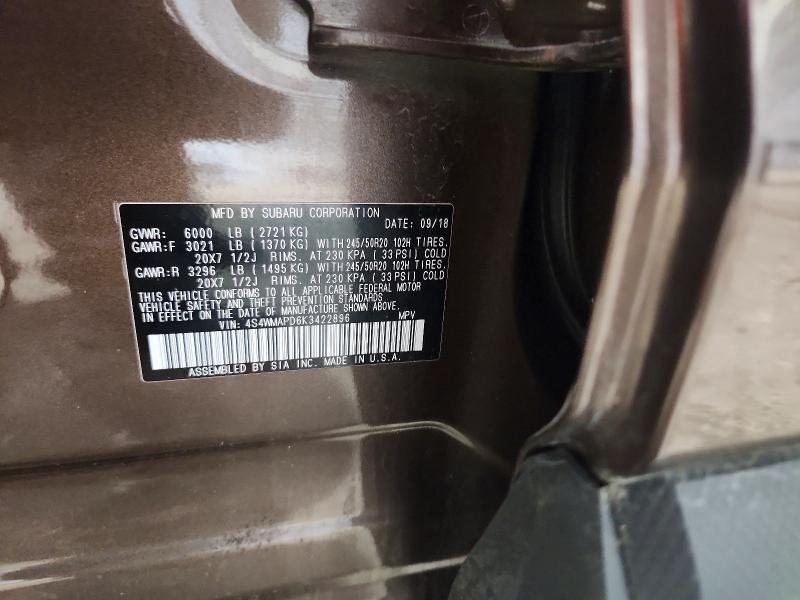 Photo 14 from auction – 2019 SUBARU ASCENT LIM with VIN 4S4WMAPD6K3422896
