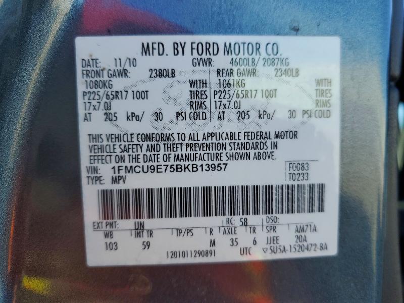 Photo 14 from auction – 2011 FORD ESCAPE LIM with VIN 1FMCU9E75BKB13957