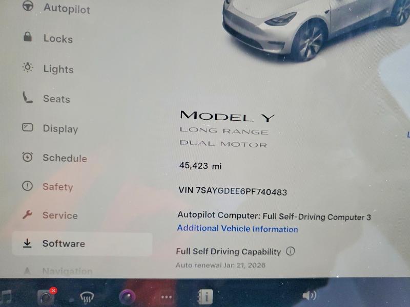 Photo 9 from auction – 2023 TESLA MODEL Y with VIN 7SAYGDEE6PF740483