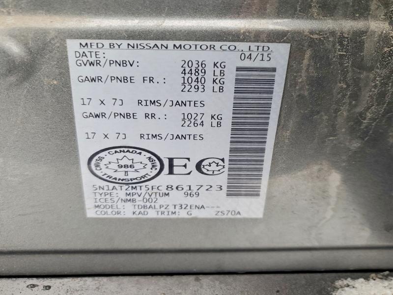 Photo 14 from auction – 2015 NISSAN ROGUE S with VIN 5N1AT2MT5FC861723