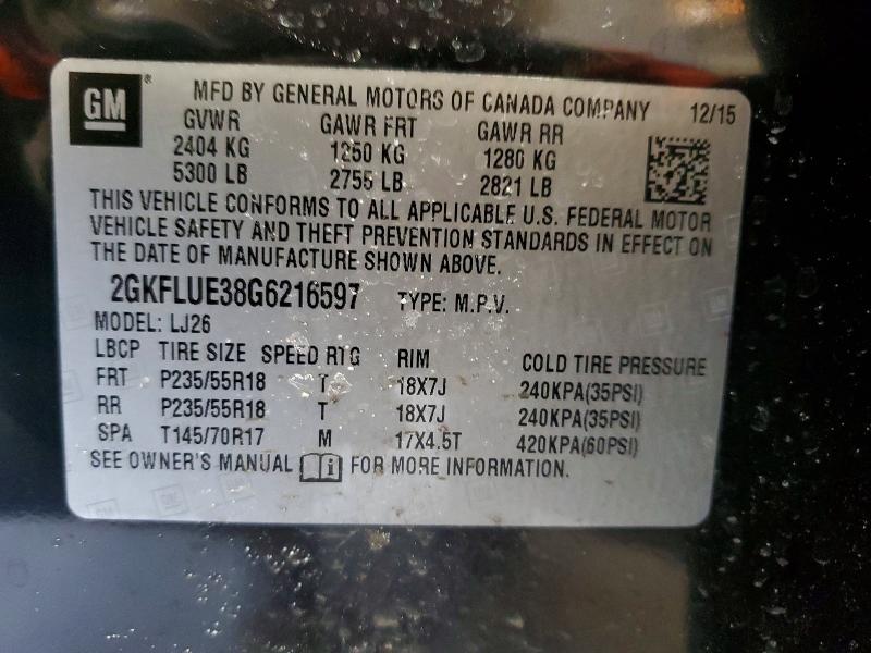 Photo 14 from auction – 2016 GMC TERRAIN with VIN 2GKFLUE38G6216597