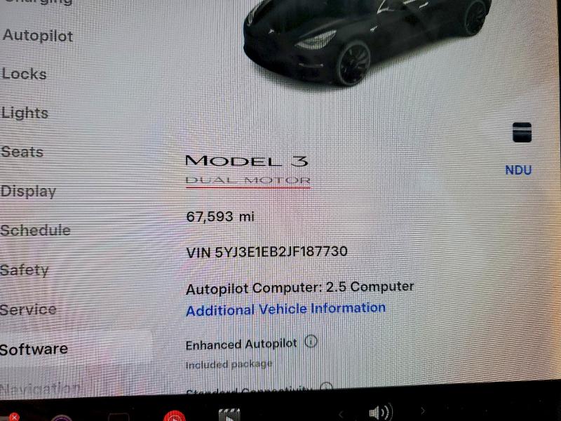 Photo 9 from auction – 2018 TESLA MODEL 3 with VIN 5YJ3E1EB2JF187730