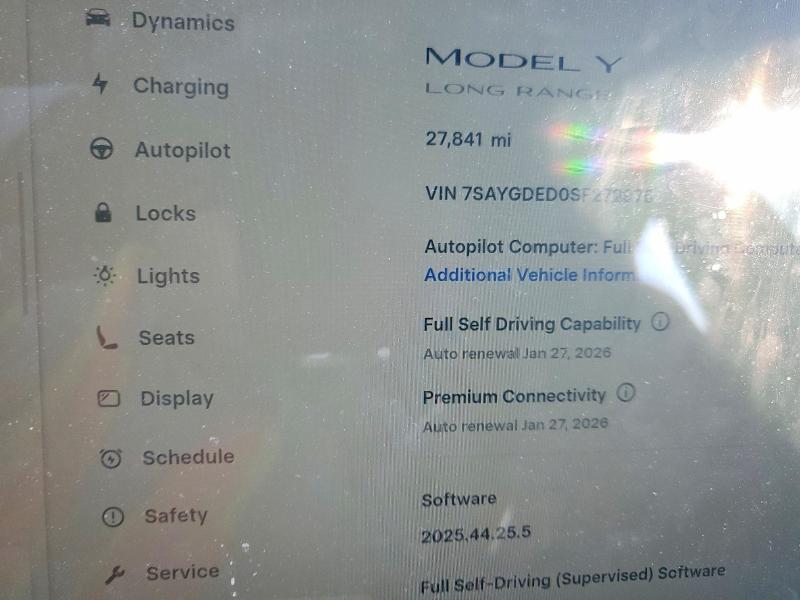 Photo 9 from auction – 2025 TESLA MODEL Y with VIN 7SAYGDED0SF272976