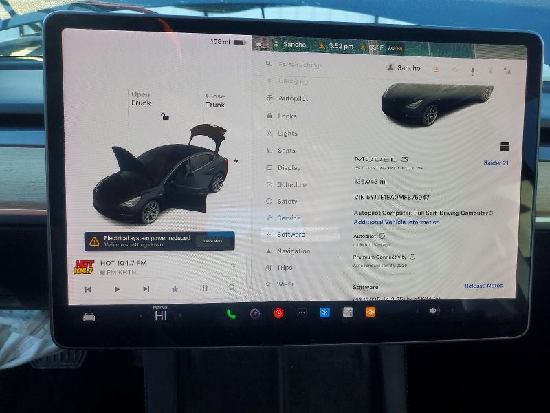 Photo 9 from auction – 2021 TESLA MODEL 3 with VIN 5YJ3E1EA0MF875947