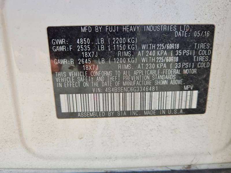 Photo 14 from auction – 2016 SUBARU OUTBACK 3. with VIN 4S4BSENC6G3346481