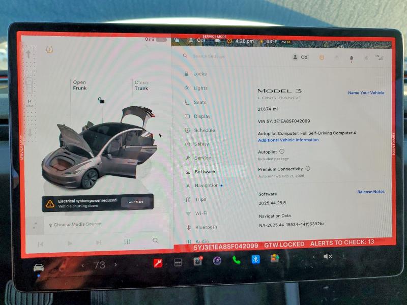 Photo 9 from auction – 2025 TESLA MODEL 3 with VIN 5YJ3E1EA8SF042099