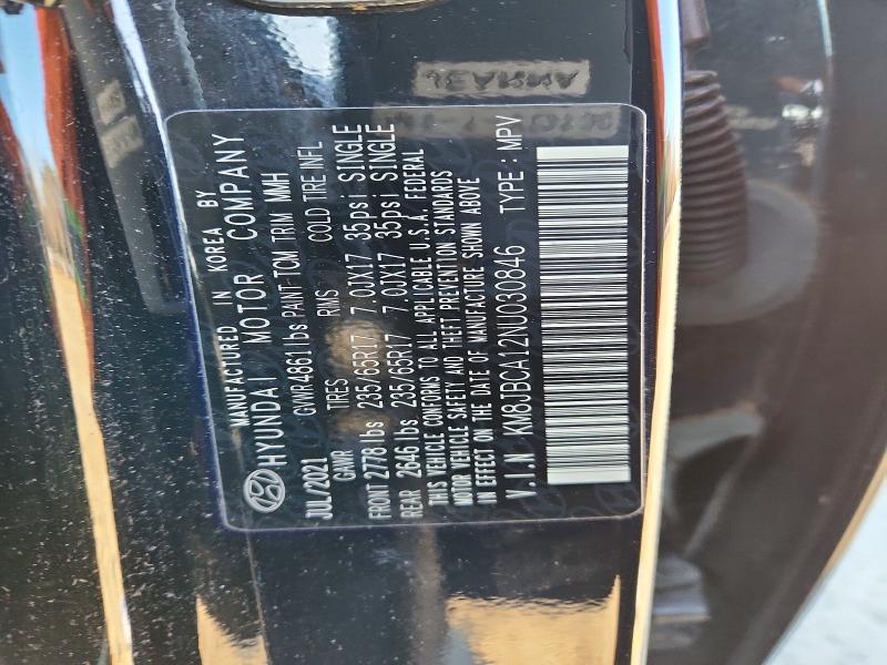 Photo 14 from auction – 2022 HYUNDAI TUCSON BLU with VIN KM8JBCA12NU030846