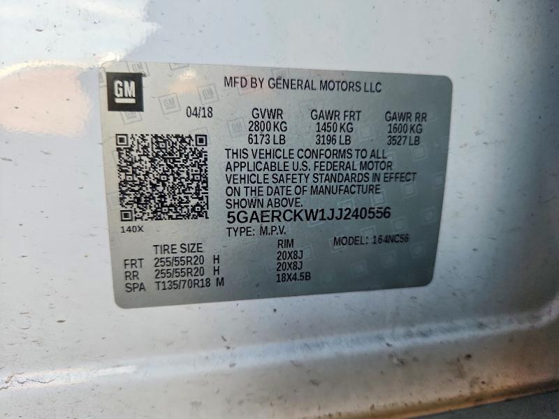 Photo 14 from auction – 2018 BUICK ENCLAVE with VIN 5GAERCKW1JJ240556