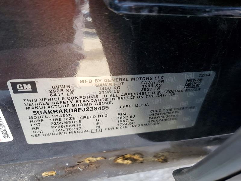 Photo 14 from auction – 2015 BUICK ENCLAVE with VIN 5GAKRAKD9FJ238485