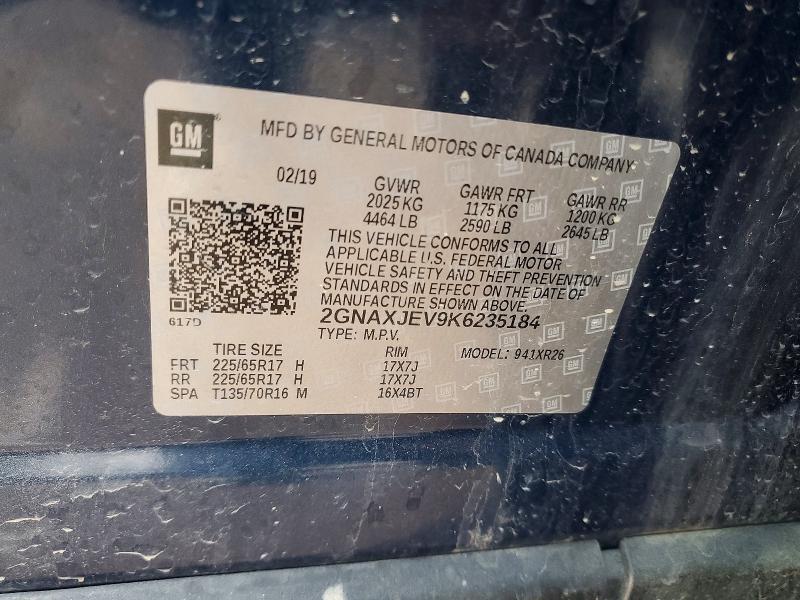 Photo 14 from auction – 2019 CHEVROLET EQUINOX with VIN 2GNAXJEV9K6235184