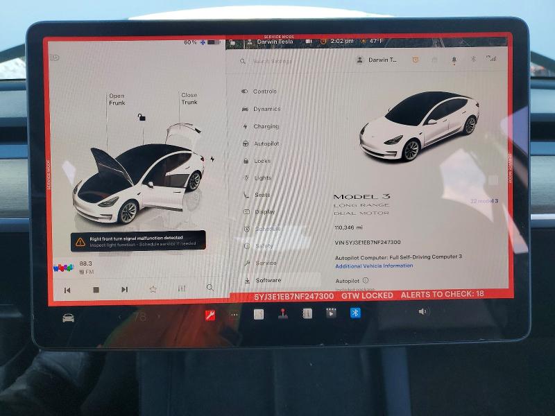 Photo 9 from auction – 2022 TESLA MODEL 3 with VIN 5YJ3E1EB7NF247300