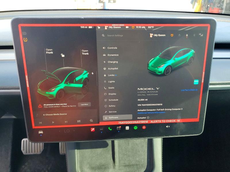 Photo 9 from auction – 2022 TESLA MODEL Y with VIN 7SAYGDEE0NA019618