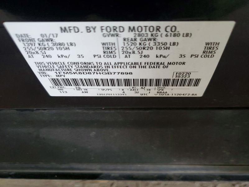 Photo 14 from auction – 2017 FORD EXPLORER with VIN 1FM5K8D87HGB77898