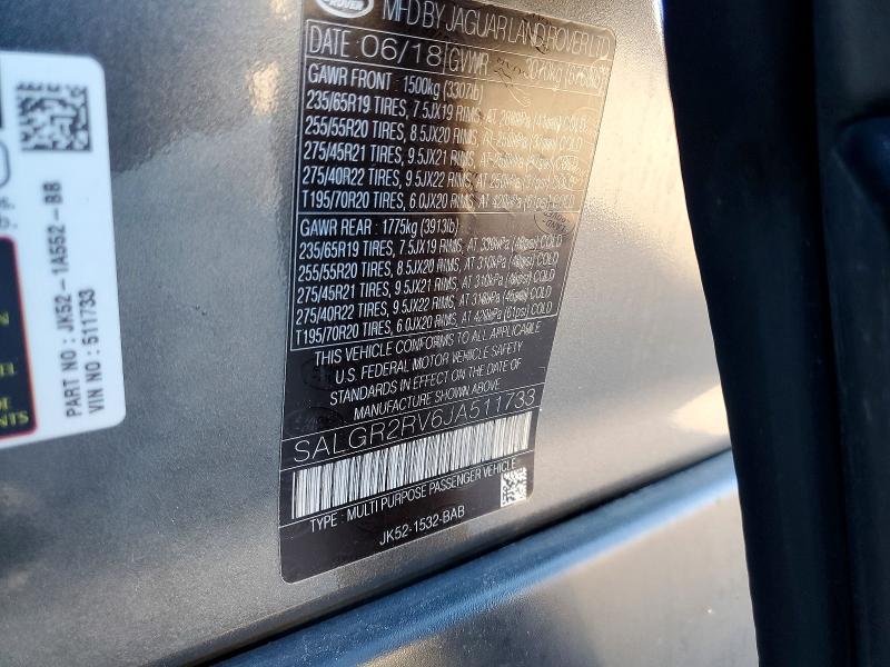 Photo 14 from auction – 2018 LAND ROVER RANGE ROVE with VIN SALGR2RV6JA511733