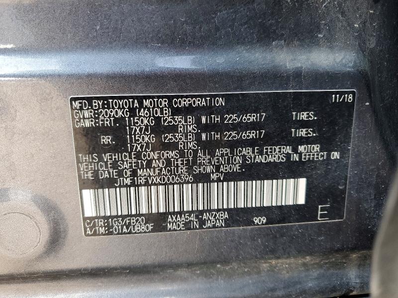 Foto 14 de la subasta – 2019 TOYOTA RAV4 LE con VIN JTMF1RFVXKD006396