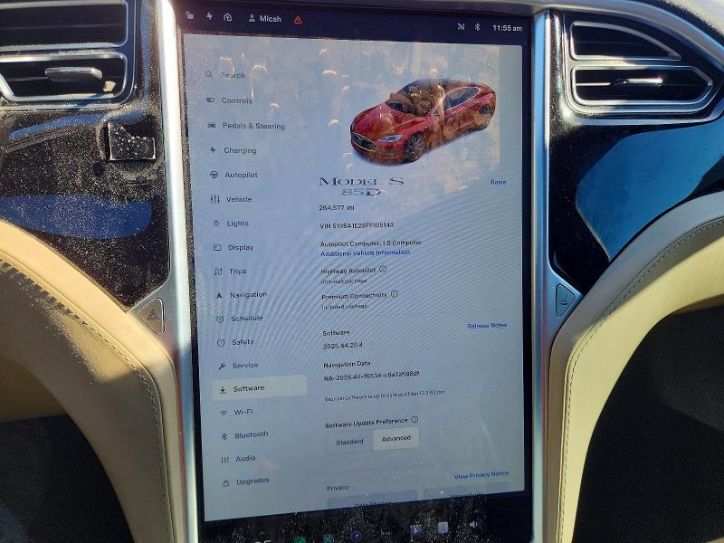 Photo 9 from auction – 2015 TESLA MODEL S with VIN 5YJSA1E28FF105143