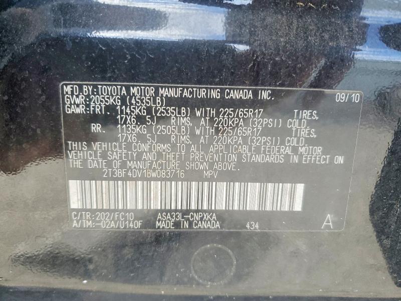 Photo 14 from auction – 2011 TOYOTA RAV4 with VIN 2T3BF4DV1BW083716
