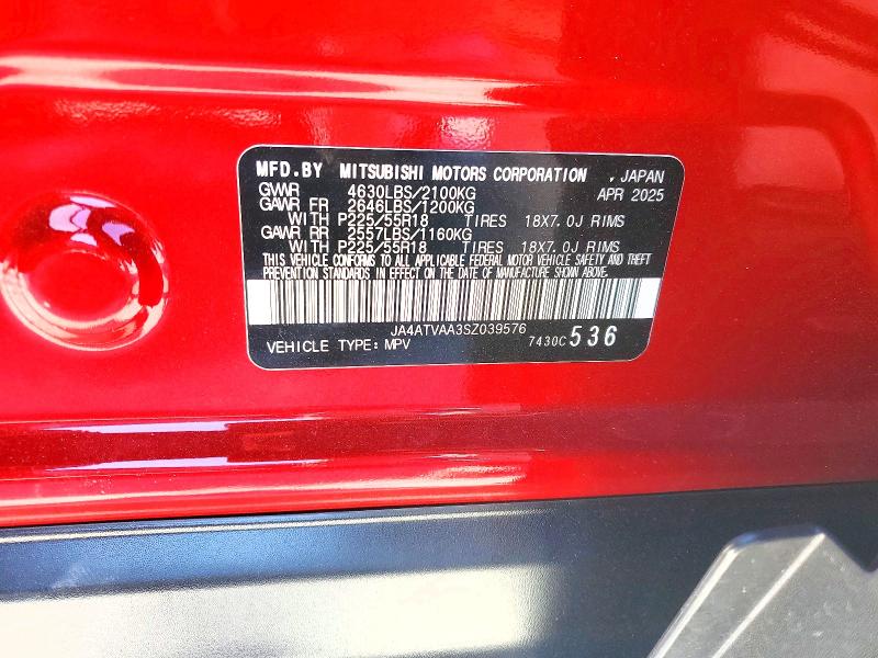 Photo 14 from auction – 2025 MITSUBISHI ECLIPSE CROSS with VIN JA4ATVAA3SZ039576