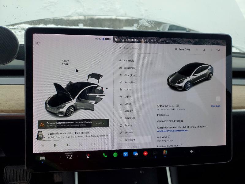 Photo 9 from auction – 2020 TESLA MODEL 3 with VIN 5YJ3E1EAXLF745902