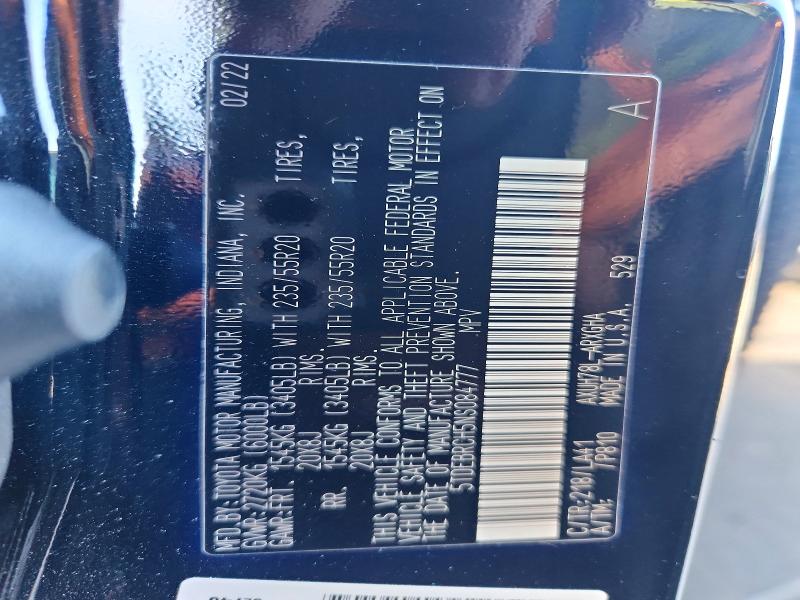 Photo 14 from auction – 2022 TOYOTA HIGHLANDER with VIN 5TDEBRCH5NS084777