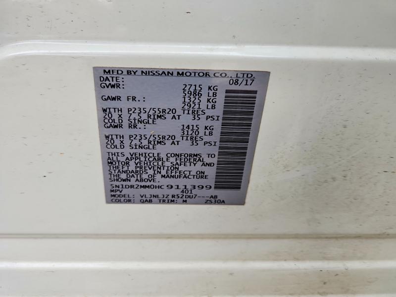 Photo 14 from auction – 2017 NISSAN PATHFINDER with VIN 5N1DR2MM0HC911399