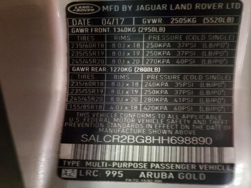 Photo 14 from auction – 2017 LAND ROVER DISCOVERY with VIN SALCR2BG8HH698890