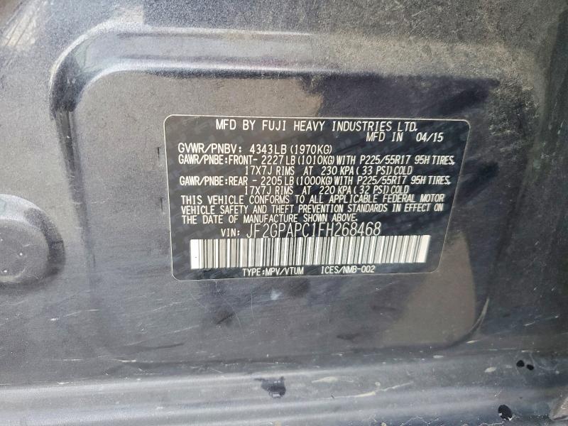 Photo 14 from auction – 2015 SUBARU XV CROSSTREK with VIN JF2GPAPC1FH268468