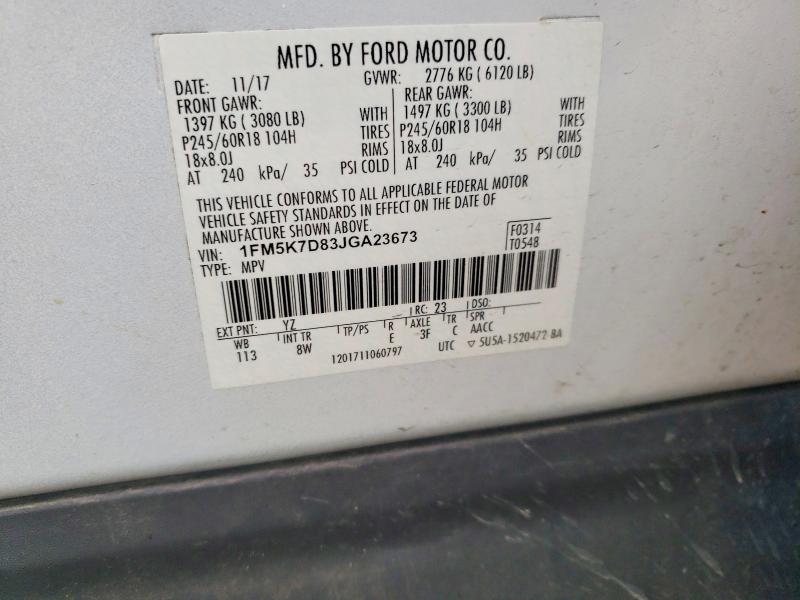 Photo 14 from auction – 2018 FORD EXPLORER with VIN 1FM5K7D83JGA23673