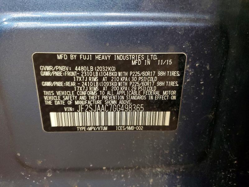 Photo 14 from auction – 2016 SUBARU FORESTER 2 with VIN JF2SJAAC7GG498365