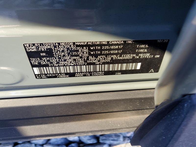 Photo 14 from auction – 2021 TOYOTA RAV4 with VIN 2T3W1RFV2MW112072