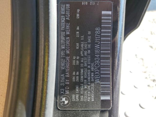 Photo 14 from auction – 2008 BMW X3 3.0SI with VIN WBXPC93418WJ11788