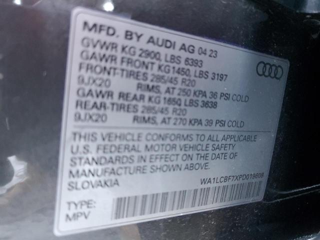 Photo 14 from auction – 2023 AUDI Q7 PREMIUM with VIN WA1LCBF7XPD019608