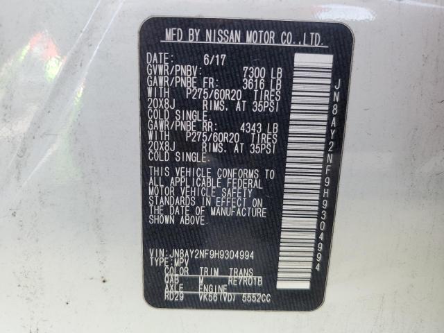 Photo 14 from auction – 2017 NISSAN ARMADA PLA with VIN JN8AY2NF9H9304994