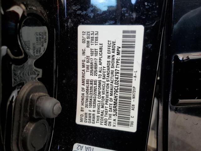 Photo 12 from auction – 2012 HONDA CR-V EXL with VIN 5J6RM4H79CL024797
