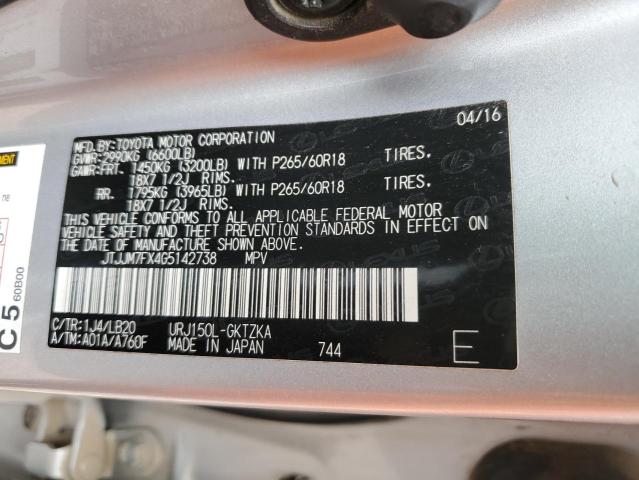 Photo 12 from auction – 2016 LEXUS GX 460 PRE with VIN JTJJM7FX4G5142738