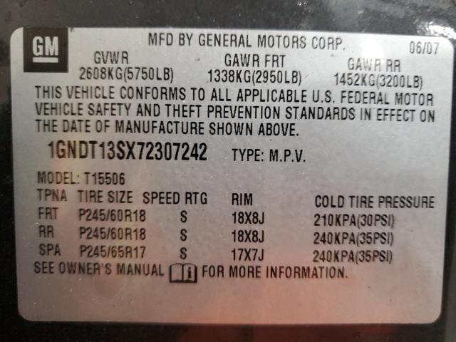 Photo 14 from auction – 2007 CHEVROLET TRAILBLAZE with VIN 1GNDT13SX72307242